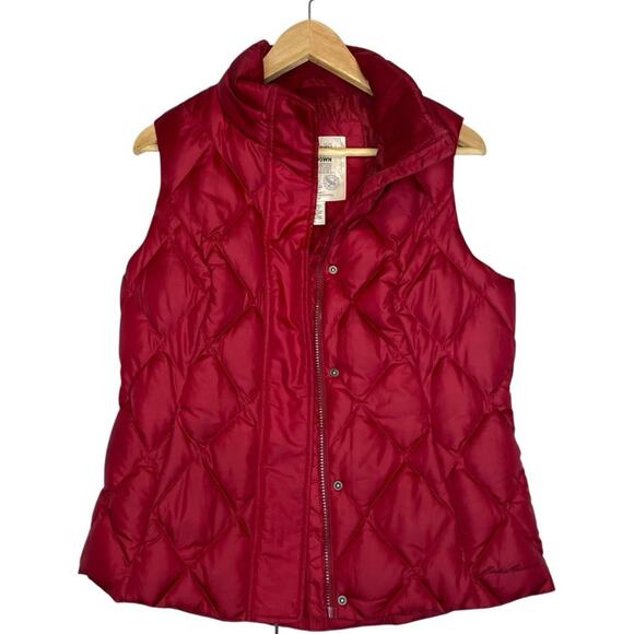 Eddie Bauer Quilted Goose Down Vest Women M Red Outdoor Gorpcore Cozycore Casual - Picture 3 of 11